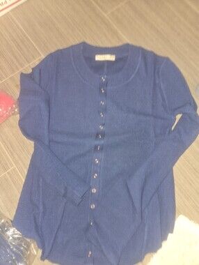 ZENANA layering Classic Crewneck Button-Front Women’s  in Royal Blue